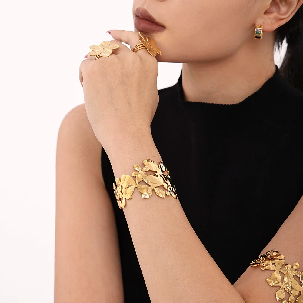 Bracelet Stainless Steel Pvd Electroplated French Flower Geometric Simple Style - Image 3
