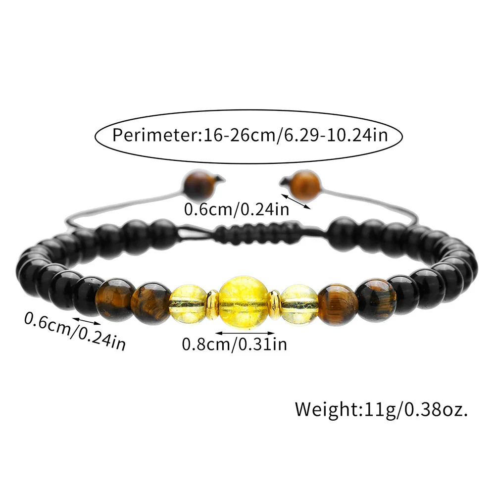 Bracelet Stone Geometric Handmade Retro Black Onyx Citrine Yellow Tiger Eye Unisex - Image 5