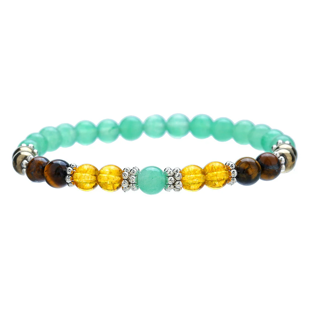Bracelet Stone Geometric Handmade Retro Black Onyx Citrine Yellow Tiger Eye Unisex - Image 8