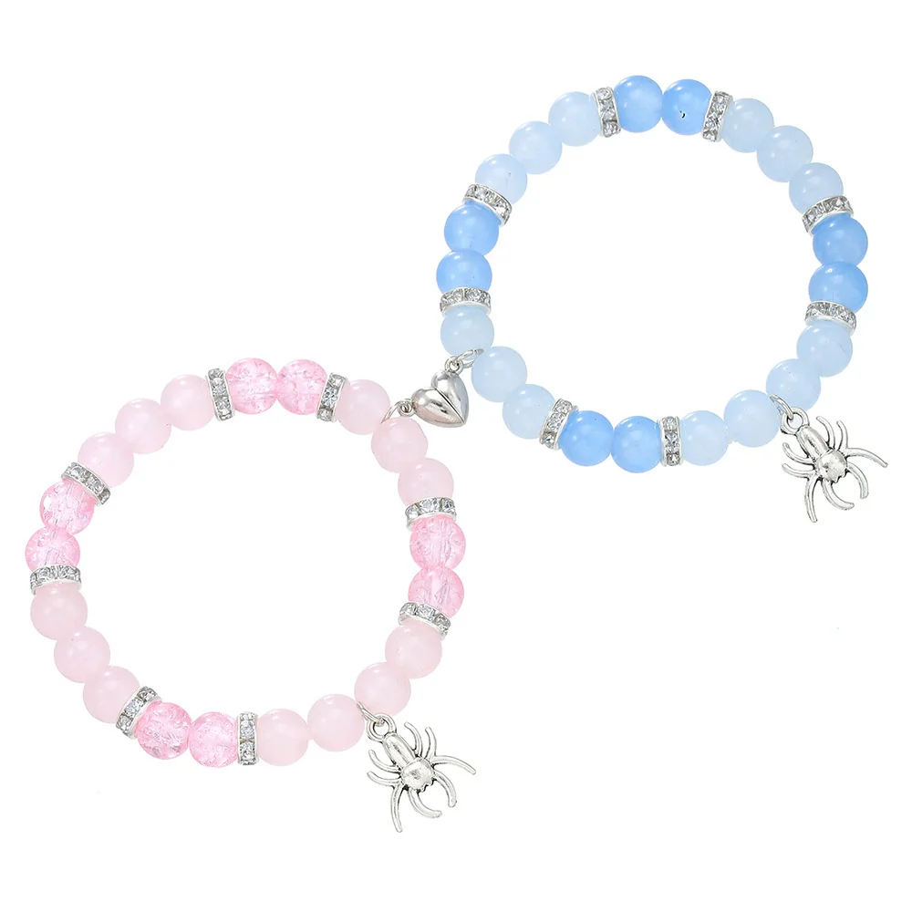 Bracelet Stone Magnet Buckle Geometric Handmade Love Magnetic Pink White Beaded Unisex - Image 6