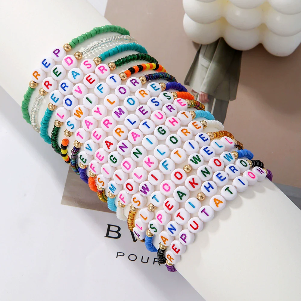 Bracelet Suit Rice Beads Acrylic Geometric Handmade - Image 2