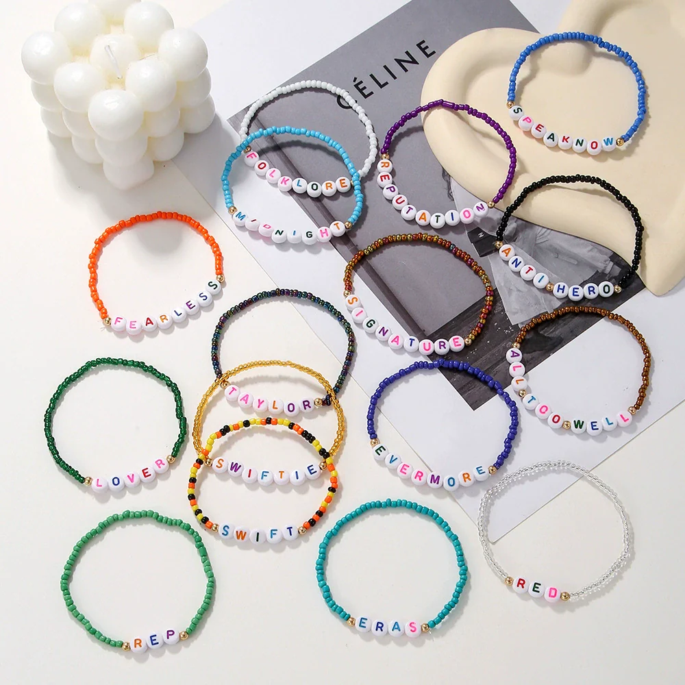 Bracelet Suit Rice Beads Acrylic Geometric Handmade - Image 3