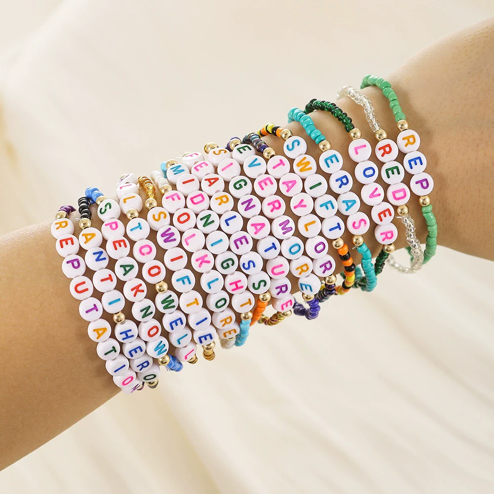 Bracelet Suit Rice Beads Acrylic Geometric Handmade - Image 4