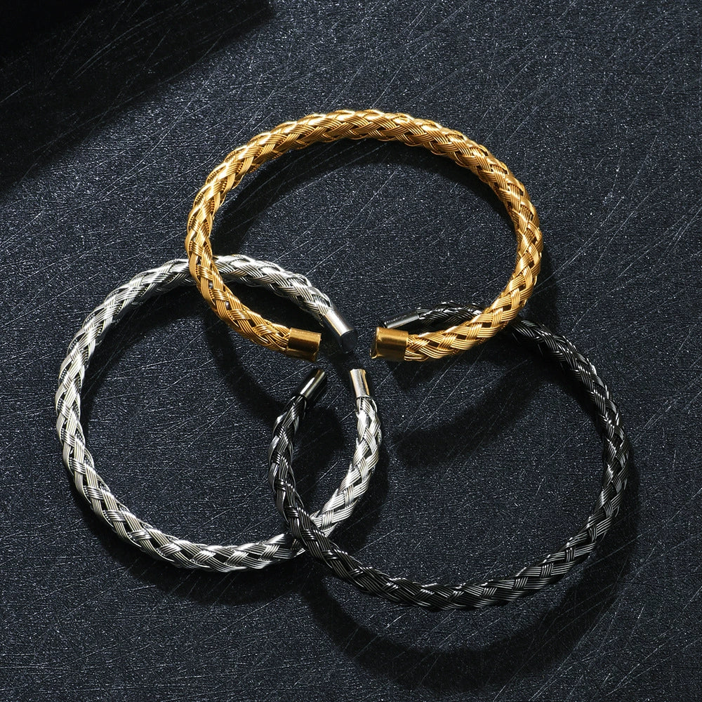 Bracelet Titanium Steel Braided Cshaped Fashion Geometric Electroplated Jewelry - Image 4