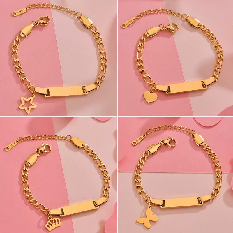Bracelet Titanium Steel Curved Heart Butterfly Geometric Electroplated For Women - Image 2