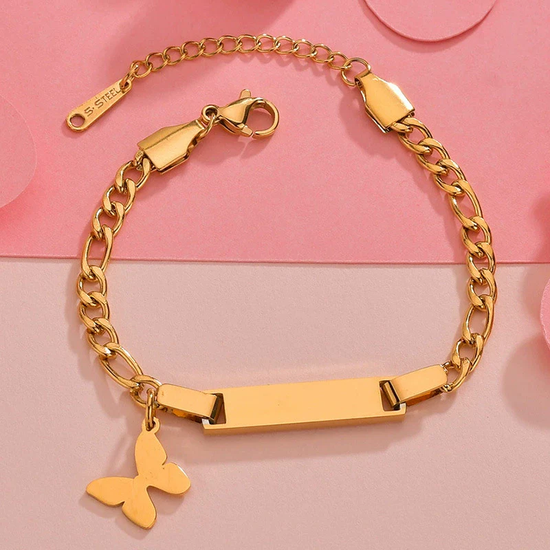 Bracelet Titanium Steel Curved Heart Butterfly Geometric Electroplated For Women - Image 3