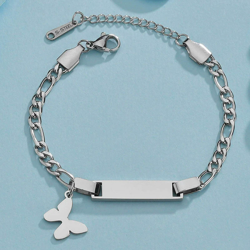 Bracelet Titanium Steel Curved Heart Butterfly Geometric Electroplated For Women - Image 5