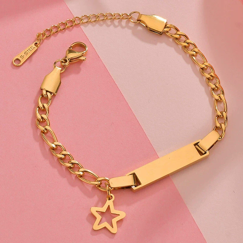 Bracelet Titanium Steel Curved Heart Butterfly Geometric Electroplated For Women - Image 9