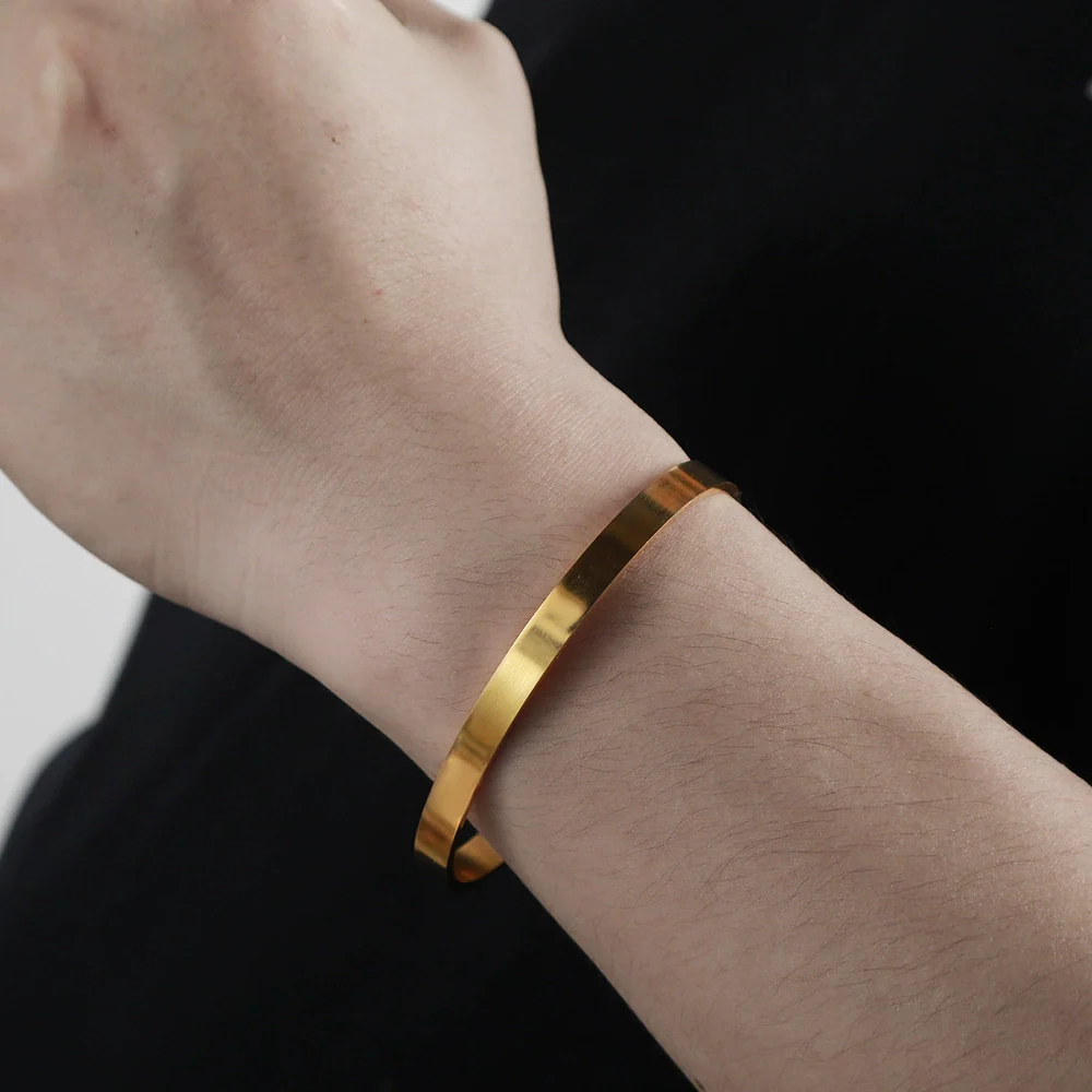 Bracelet Titanium Steel Geometric Cshaped Electroplated Unisex - Image 2