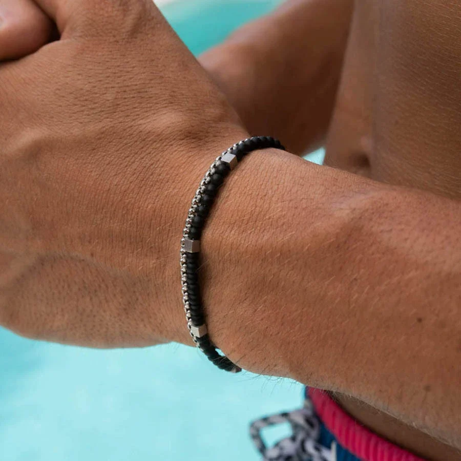 Bracelet Turquoise Black Gallstone Chain Round Handmade Fashion Bohemian Style Unisex - Image 7