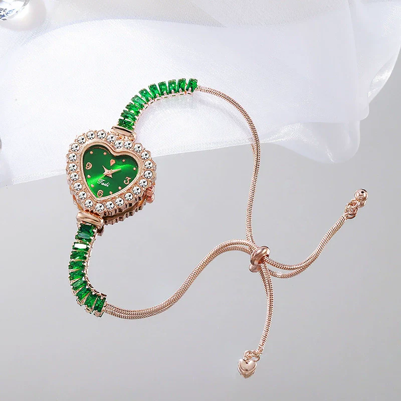 Bracelet Watch Alloy Heart Shape Pullout Style Women's Fashionable - Image 3