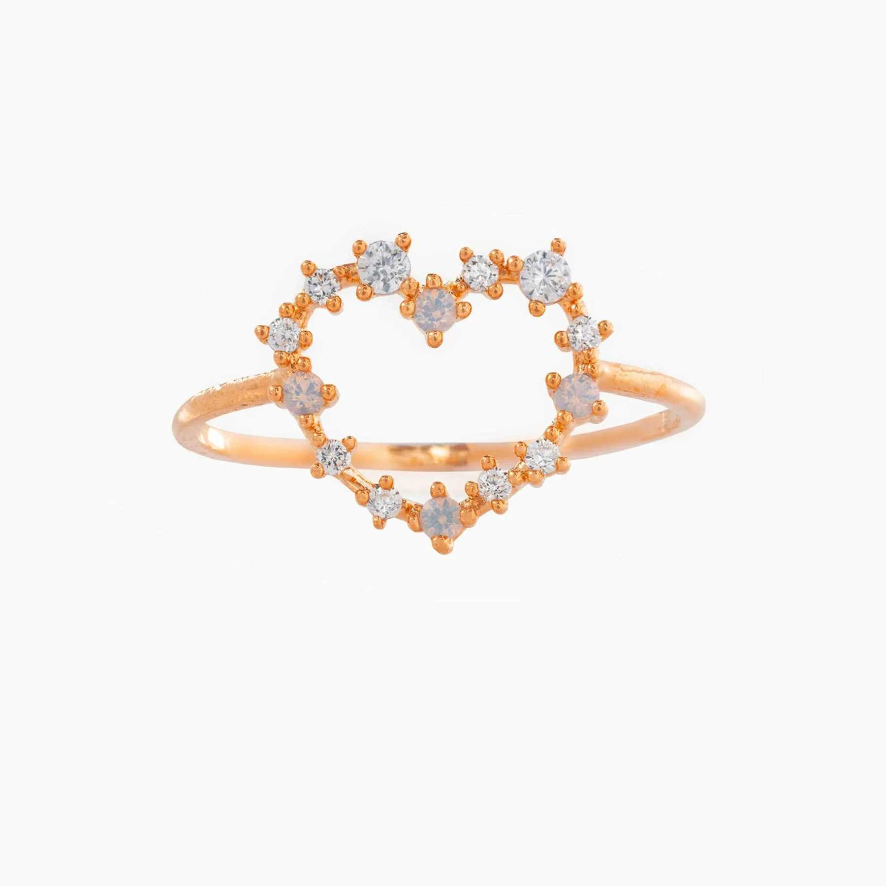 Brass Copperplated 18K Gold Heart Shape Ring Hand Jewelry With Microset Diamond For Women - Image 10