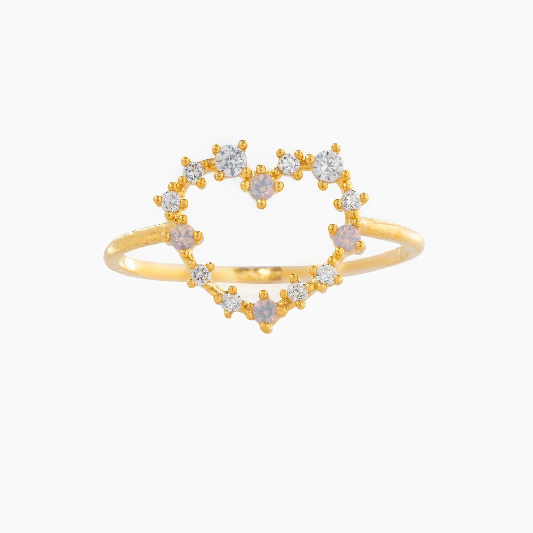 Brass Copperplated 18K Gold Heart Shape Ring Hand Jewelry With Microset Diamond For Women - Image 8