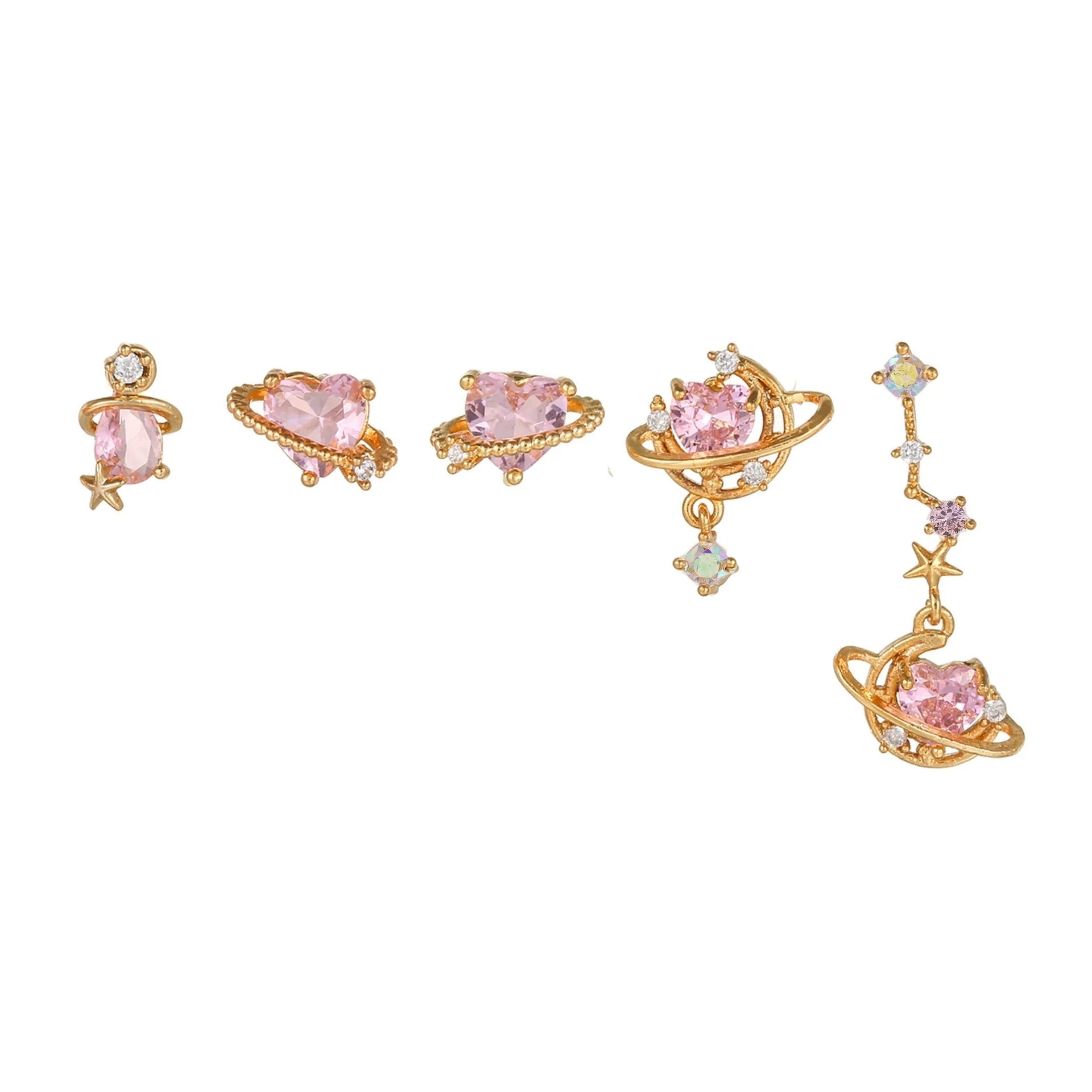 Brass Heartshaped Inlaid Zircon Women's Earrings Set - Image 5