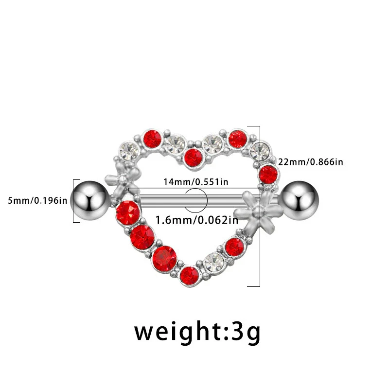 Breast Ring Zinc Alloy Heartshaped Geometric Style - Image 11