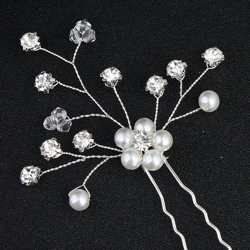 Bridal Hairpin Handmade Pearl Rhinestone U Shaped Hair Accessories - Image 4