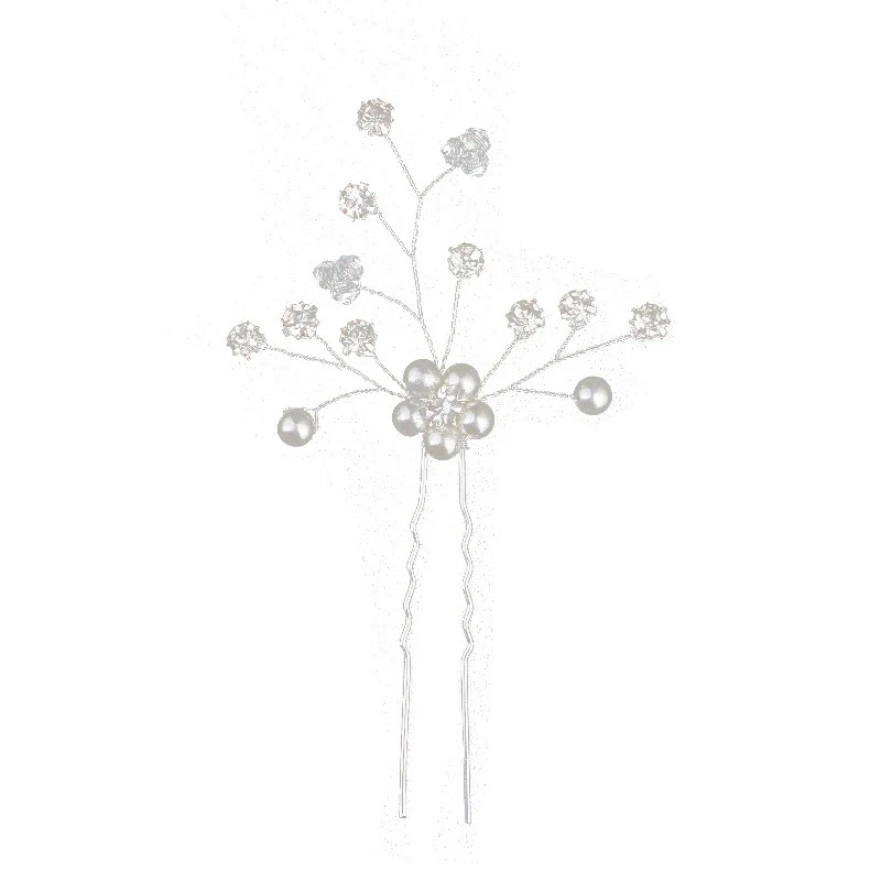 Bridal Hairpin Handmade Pearl Rhinestone U Shaped Hair Accessories - Image 5