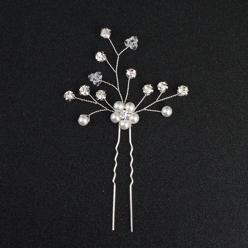 Bridal Hairpin Handmade Pearl Rhinestone U Shaped Hair Accessories - Image 6
