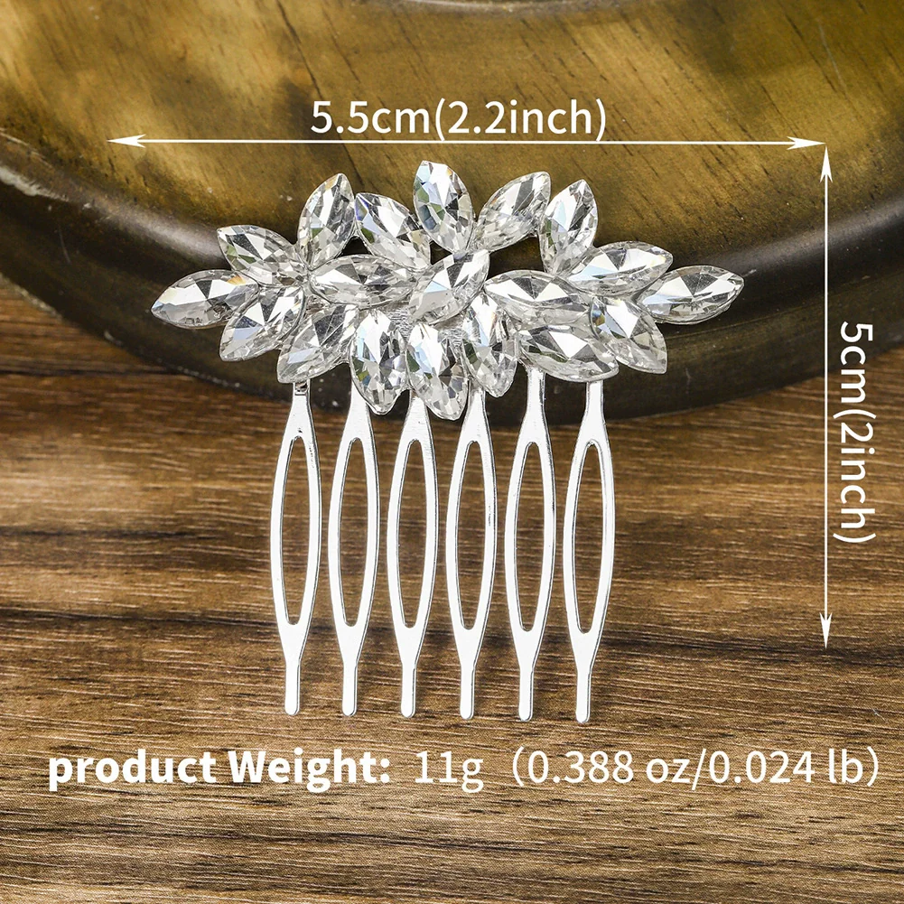 Bridal Jewelry Handmade Rhinestone Marquise Comb With Plaid Pattern For Women - Image 6