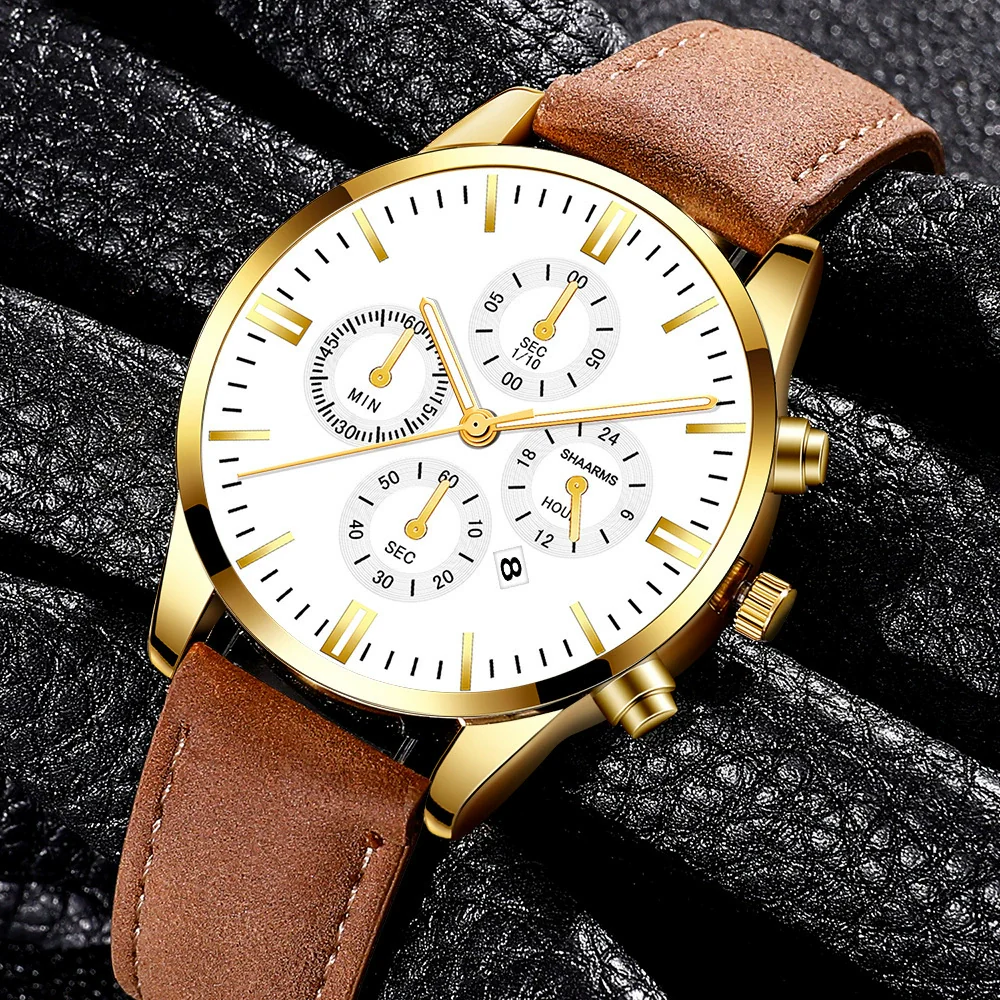 Business Casual Alloy And Stainless Steel Round Dial Quartz Belt Watch For Men - Image 2
