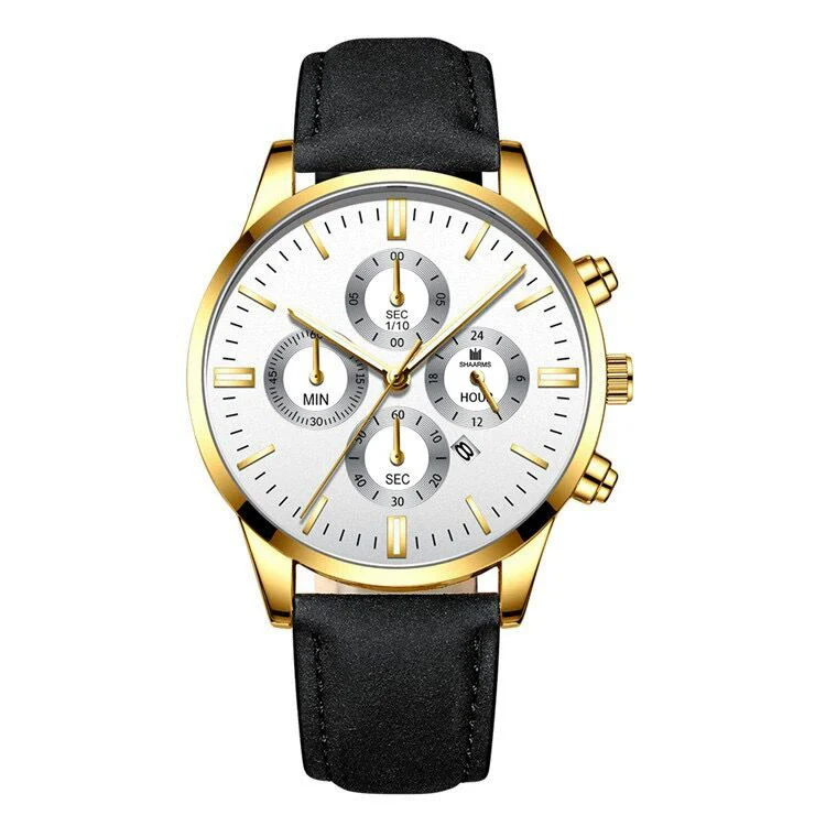 Business Casual Alloy And Stainless Steel Round Dial Quartz Belt Watch For Men - Image 5