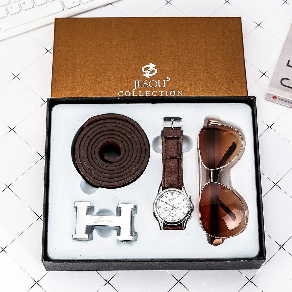 Business Gift Set Belt Quartz Watch Glasses Pu Modern Simplicity - Image 2