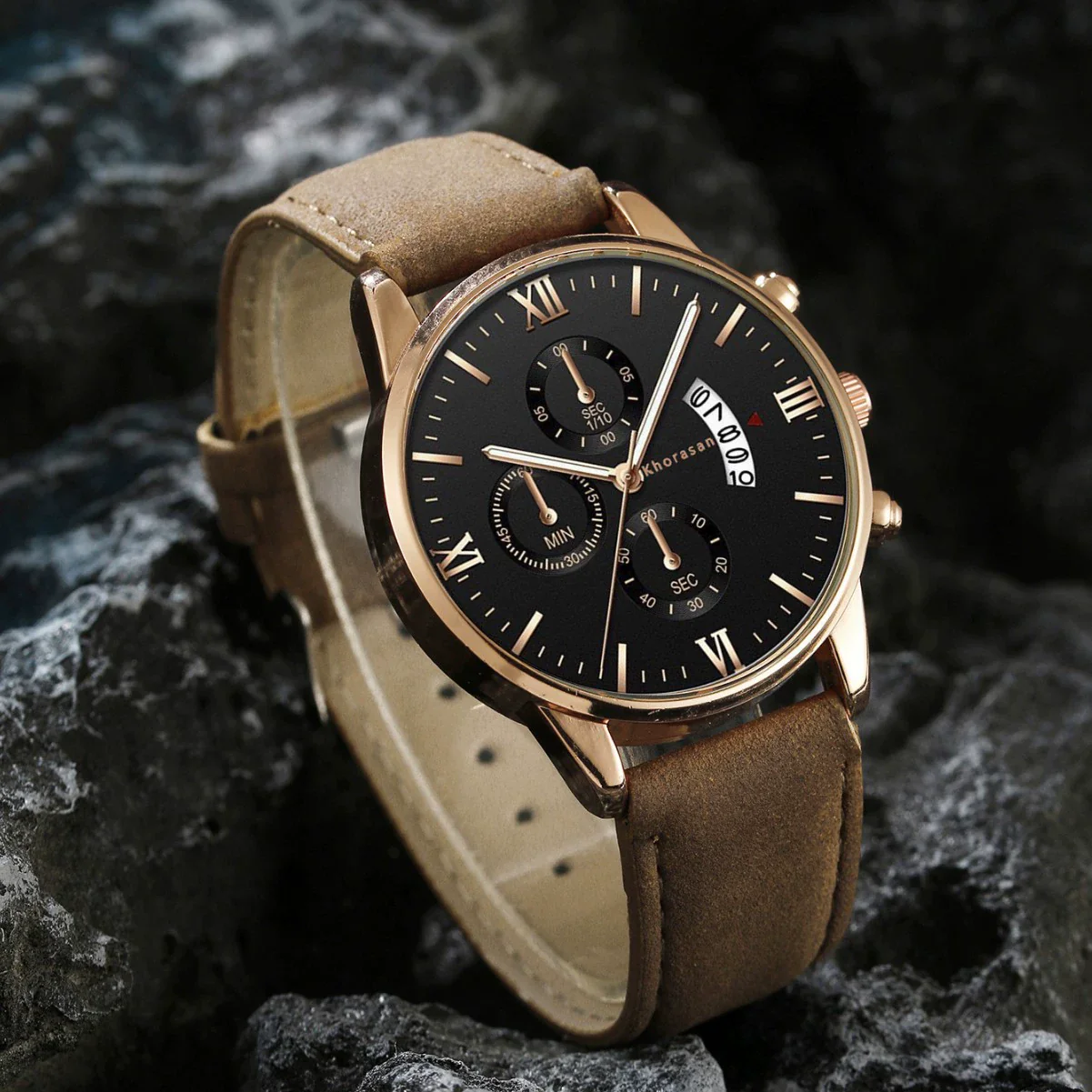 Business Men's Alloy And Stainless Steel Round Dial Printed Logo Quartz Watch 3Piece Set - Image 3