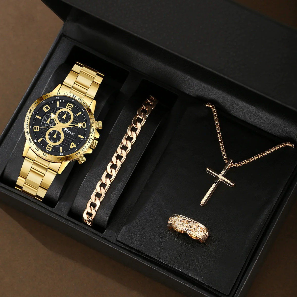 Business Men's Alloy Case Stainless Steel Band Quartz Watch With Round Dial - Image 2