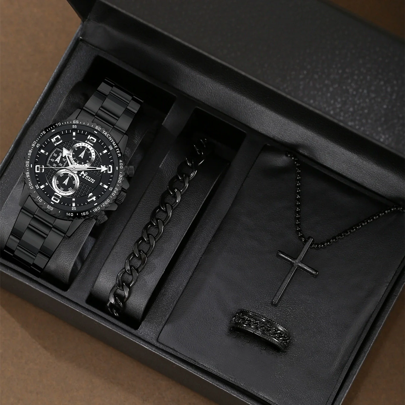 Business Men's Alloy Case Stainless Steel Band Quartz Watch With Round Dial - Image 3