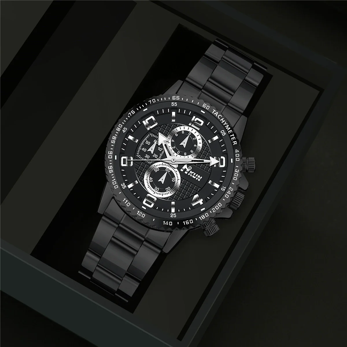 Business Men's Alloy Case Stainless Steel Band Quartz Watch With Round Dial - Image 5