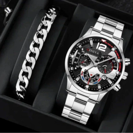 Business Men's Alloy Case Stainless Steel Band Round Dial Watch - Image 4