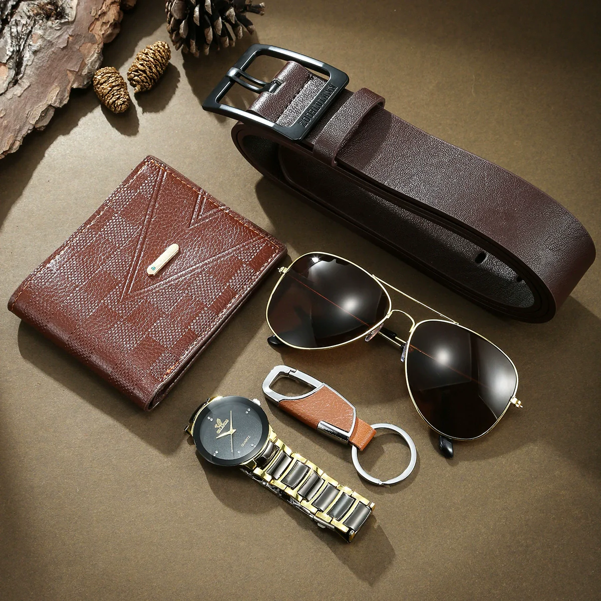 Business Men's Casual Fashion Versatile Quartz Watch Set With Alloy Band And Round Dial - Image 2