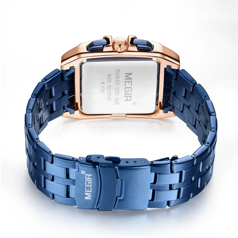 Business Men's Multifunctional Chronograph Quartz Watch Alloy Case Stainless Steel Belt Rectangle Dial - Image 5