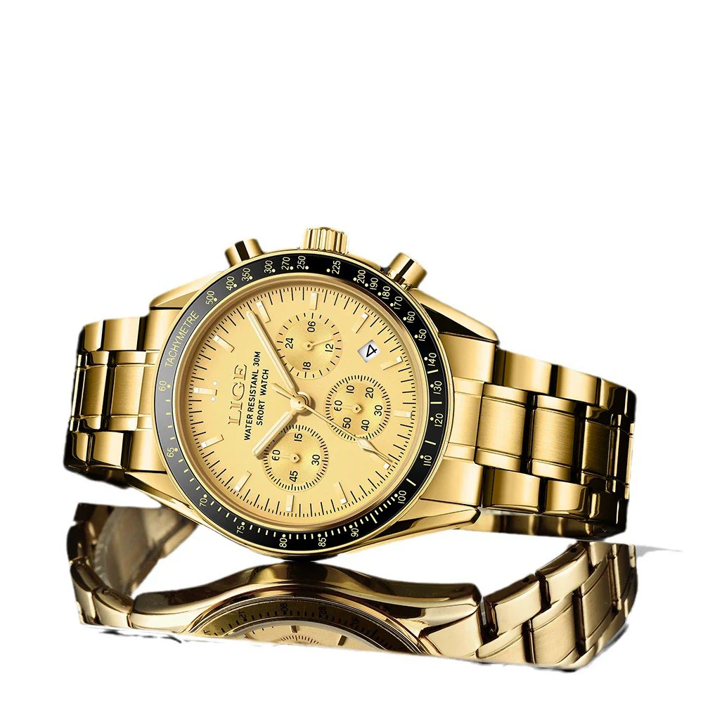 Business Men's Multifunctional Waterproof Calendar Luminous Quartz Watch Zinc Alloy Case Stainless Steel Strap Round Dial - Image 3