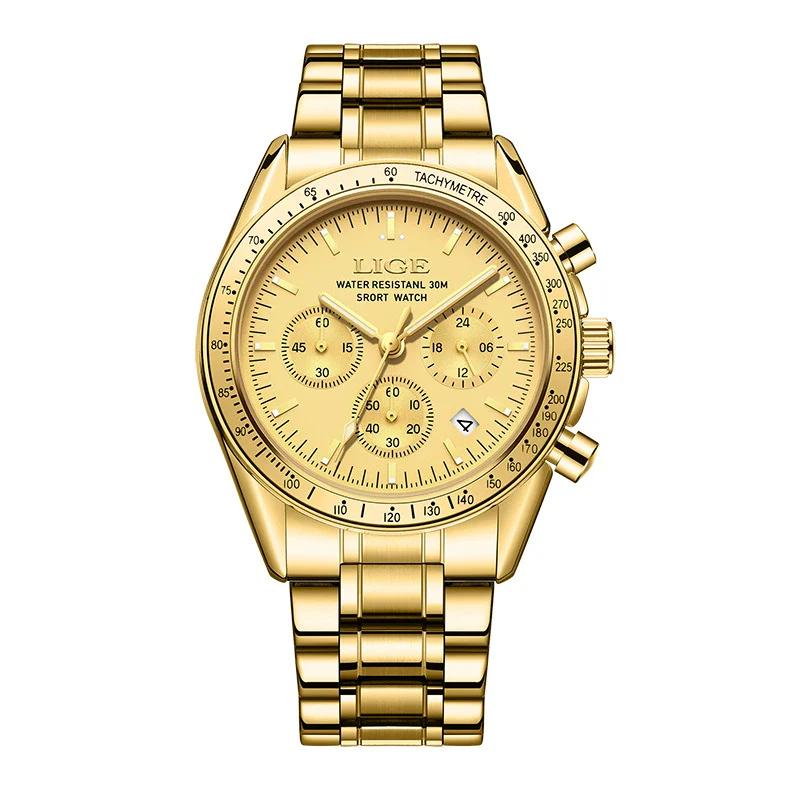 Business Men's Multifunctional Waterproof Calendar Luminous Quartz Watch Zinc Alloy Case Stainless Steel Strap Round Dial - Image 4