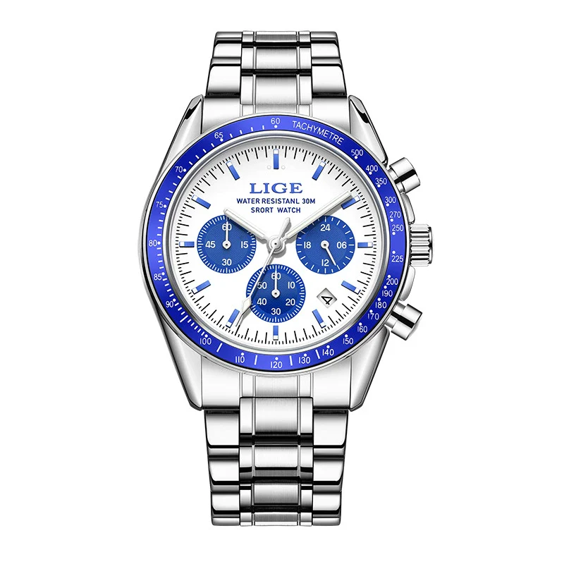 Business Men's Multifunctional Waterproof Calendar Luminous Quartz Watch Zinc Alloy Case Stainless Steel Strap Round Dial - Image 7