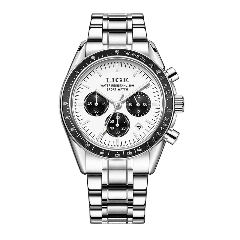 Business Men's Multifunctional Waterproof Calendar Luminous Quartz Watch Zinc Alloy Case Stainless Steel Strap Round Dial - Image 8