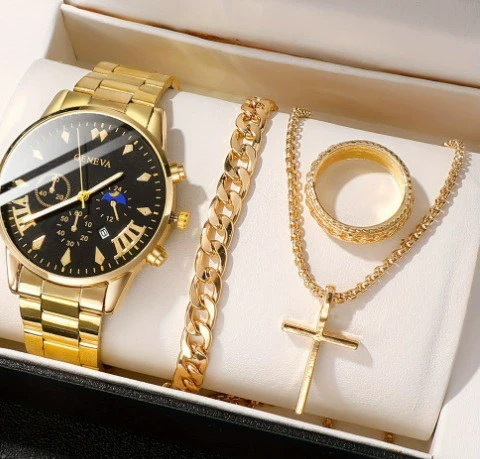 Business Men's Watch Alloy Round Dial With Fake Three Eye Calendar Roman Scale - Image 15