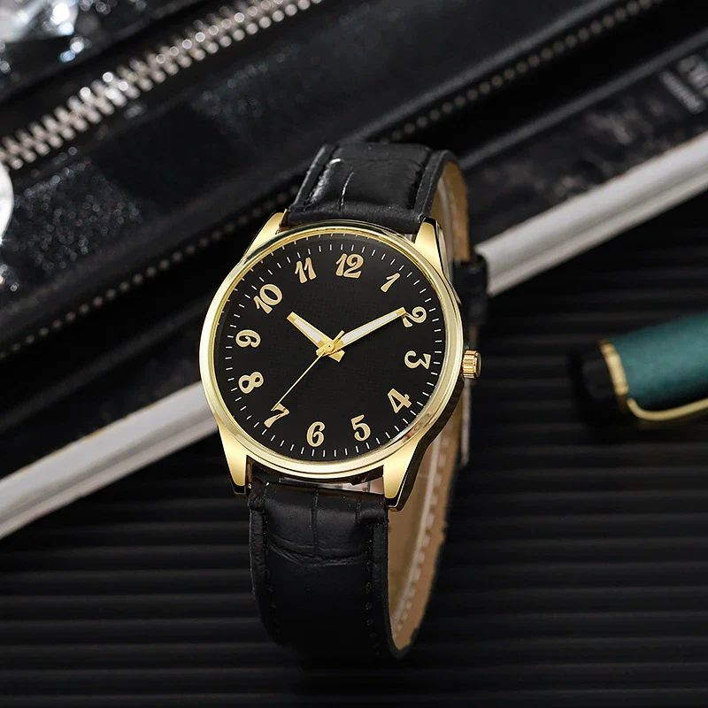 Business Style Alloy And Imitation Leather Quartz Watch With Round Dial And Stainless Steel Buckle - Image 3