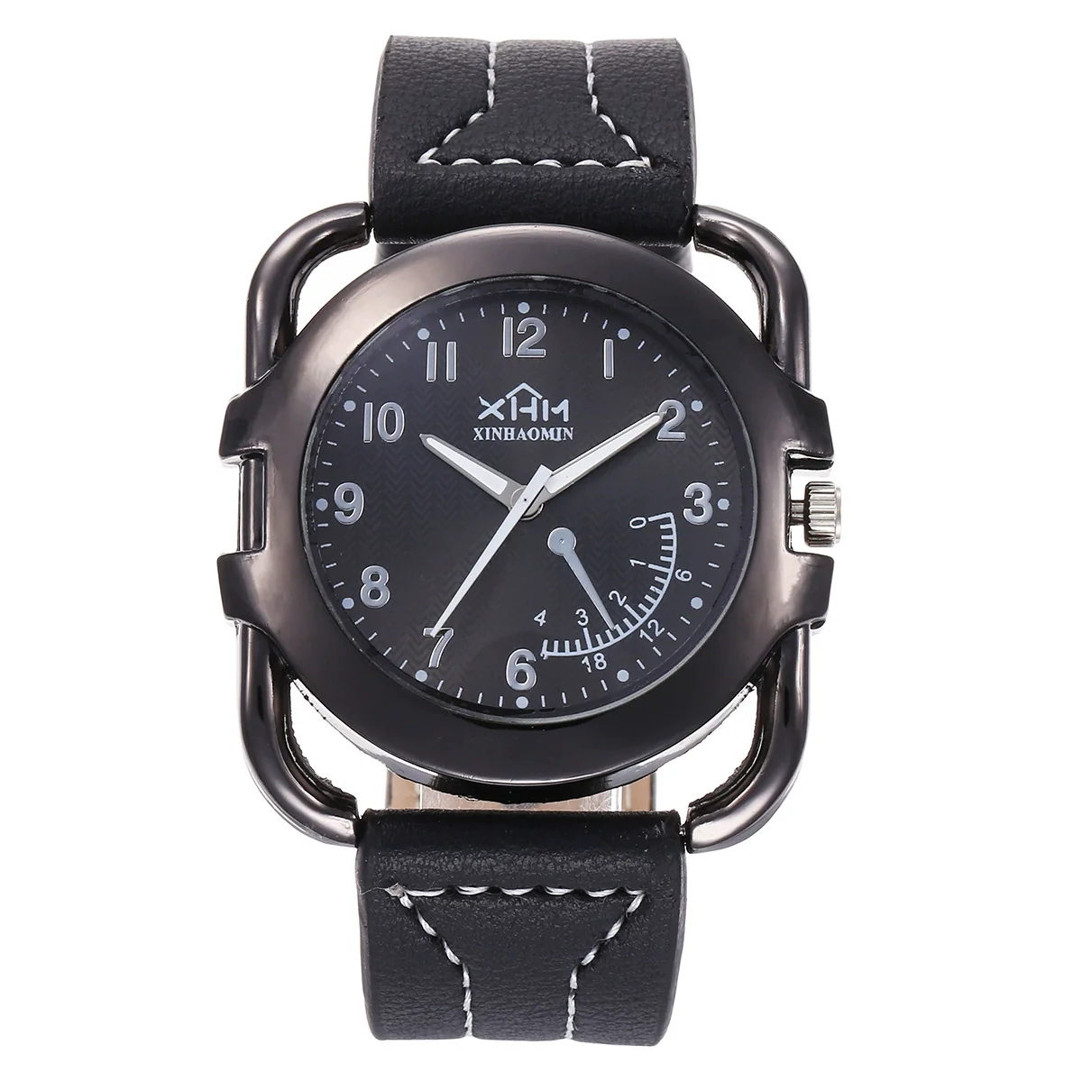 Business Style Alloy Case Stainless Steel Clasp Imitation Leather Strap Round Dial Male Gift Set With Belt Purse Tie Perfume Cufflinks Quartz Watch Pen - Image 4