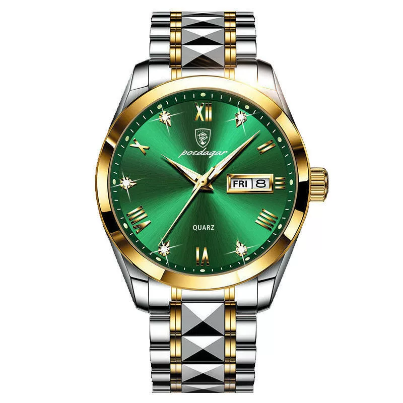 Business Style Waterproof Luminous Double Calendar Men's Watch With Alloy Case Stainless Steel Strap And Mineral Strengthened Glass Mirror - Image 5