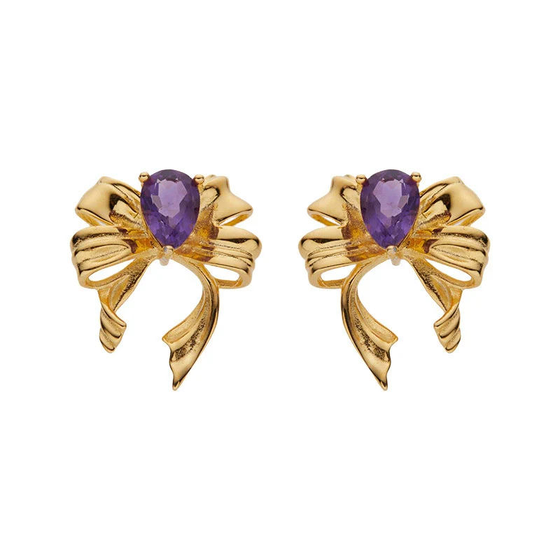 Butterfly Style S925 Sterling Silver Natural Colored Gemstone Stud Earrings For Women Set With Gems Animal Zodiac Design - Image 5