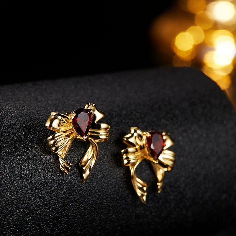 Butterfly Style S925 Sterling Silver Natural Colored Gemstone Stud Earrings For Women Set With Gems Animal Zodiac Design - Image 8