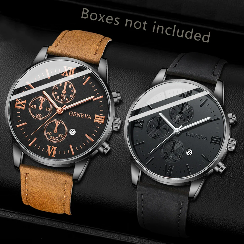 Canvas Alloy Watch Bracelet Set Round Dial Men's Quartz Watch - Image 21