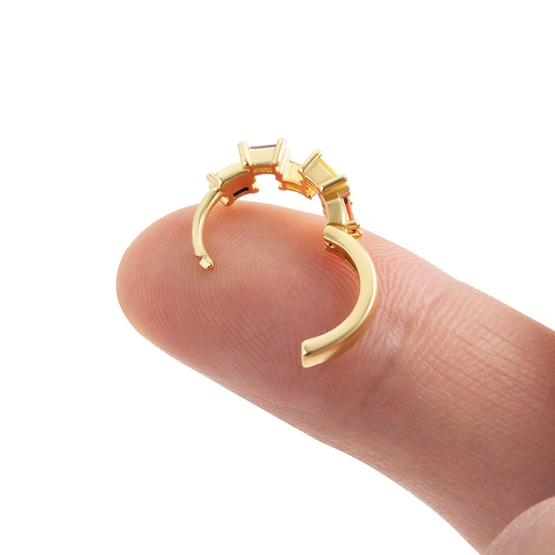 Cartilage Earrings Copper Zircon Geometric Electroplating Women's - Image 3