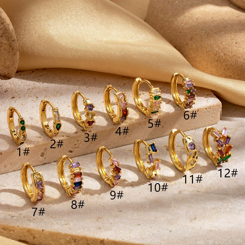 Cartilage Earrings Copper Zircon Geometric Electroplating Women's - Image 6
