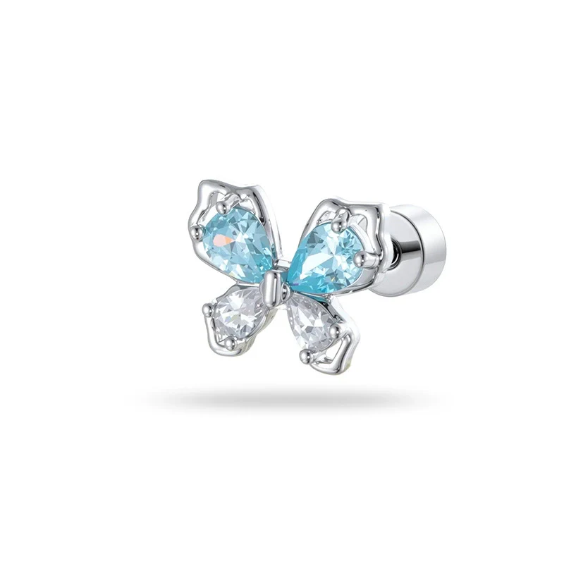 Cartilage Piercing Ear Bone Nail Metal Butterfly Style Set With Diamonds For Women - Image 5