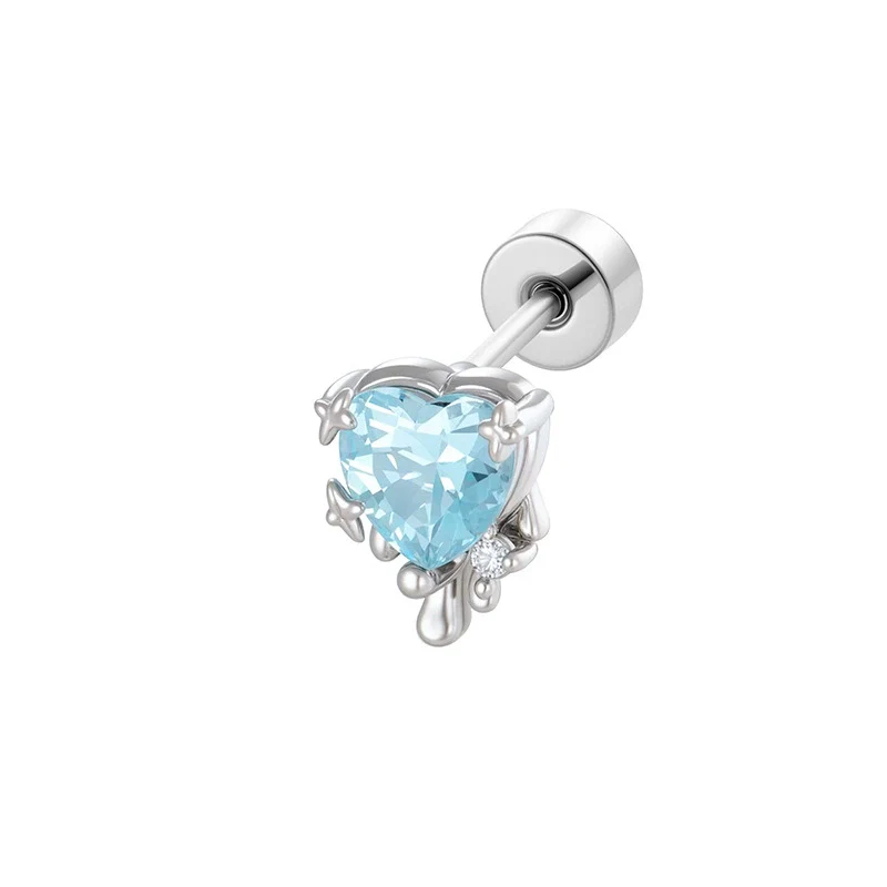 Cartilage Piercing Ear Bone Nail Metal Heart Shape With Diamond Design - Image 6