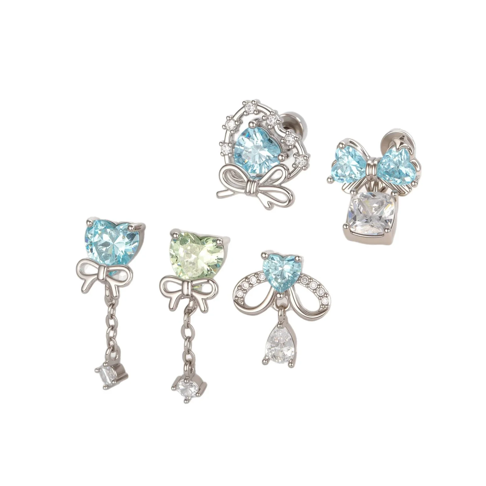 Cartilage Piercing Ear Bone Nail Metal Heart Shape Zircon Diamond Unisex - Image 5
