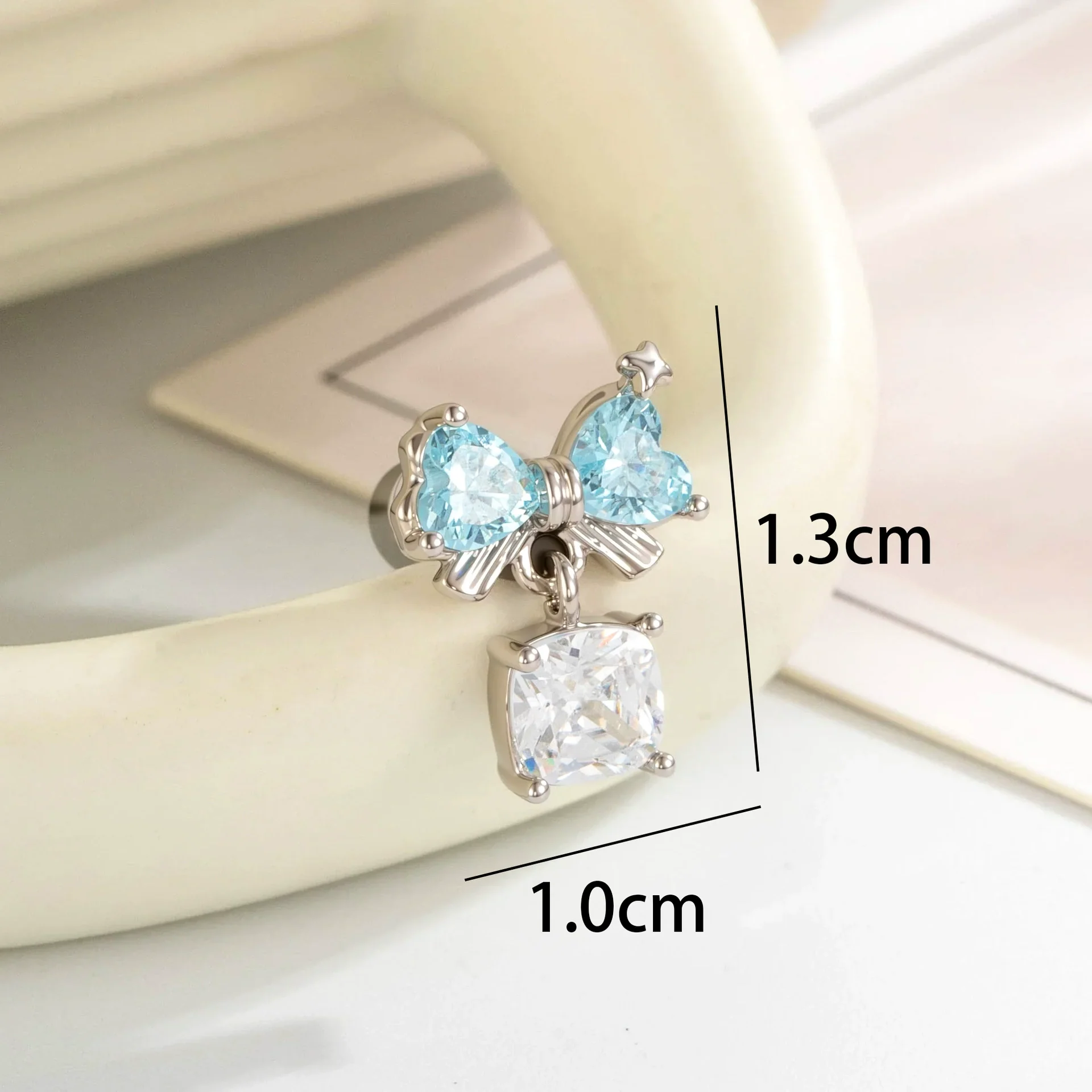 Cartilage Piercing Ear Bone Nail Metal Heart Shape Zircon Diamond Unisex - Image 7